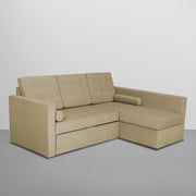 Megan RHS 4 Seater L Shaped Sofa Cum Bed for Living Room (Cream Fabric) Premium Fabric Sofa