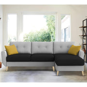 Lizel RHS 4 Seater L Shape Sofa Set for Living Room (Black Grey Fabric) Premium Velvet Fabric Sofa