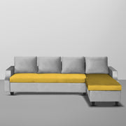 Asper RHS 6 Seater L Shape Sofa Set for Living Room (Yellow Grey Fabric) Premium Fabric Sofa
