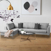 Romeio LHS 6 Seater L Shape Sofa Set for Living Room (Cream Fabric)