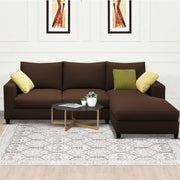 Rihan 4 Seater L Shape Sofa Set Living Room (Brown Fabric) Right Side Sofa