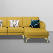 Falco RHS 6 Seater L Shape Sofa Set for Living Room (Yellow Fabric) Premium Fabric Sofa