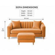 Casaliving Doraldo 2 Seater with Ottoman Sofa Set for Living Room (Black Colour) Premium Fabric Sofa Set