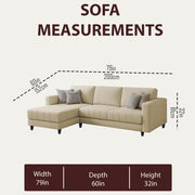 Oslo 4 Seater LHS L Shape Sofa Set for Living Room (Cream Fabric) Premium Fabric Sofa Set for Living Room