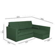 Megan RHS 4 Seater L Shaped Sofa Cum Bed for Living Room (Green Fabric) Premium Fabric Sofa