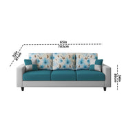 Rolando 3 Seater Sofa Set for Living Room (Turquise Grey Colour) Premium Fabric Sofa Set