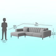 Damian LHS 4 Seater L Shape Sofa Set for Living Room (Grey Colour Fabric) Premium Fabric Sofa Set for Living Room