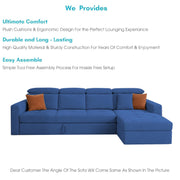 Gagnon LHS 6 Seater L Shape Corner Sofa Cum Bed for Living Room (Yellow Fabric) Premium Fabric Sofa