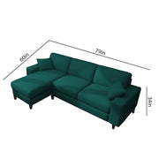 Martin 4 Seater LHS L Shape Sofa Set for Living Room (Pine Colour Fabric)