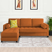 Sthone LHS 6 Seater L Shape Sofa Set for Living Room (Orange Fabric)