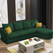 Shrank Round Lounger L Shape 6 Seater Sofa Set for Living Room (Green) Fabric Sofa | RHS