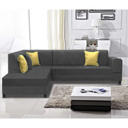 Rio 6 Seater L Shape Sofa for Living Room | Color - Black Leatherette | Left Side Sofa
