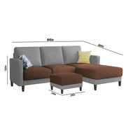 Swaloni RHS 4 Seater L Shape Sofa Set with Center Table for Living Room (Brown Grey) Premium Fabric Sofa