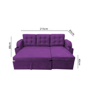 Grance LHS 4 Seater Corner Sofa Cum Bed for Living Room (Black Fabric) Premium Fabric Sofa
