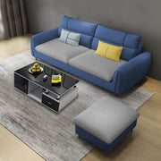 Francis 3 Seater Sofa with Ottoman Set for Living Room (Grey Blue Fabric)