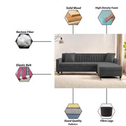 Grayon 3 Seater Convertible Sofa Set for Living Room, 3 Seater & Ottoman Modular Sectional Couch for Small Space (Black Colour) Fabric Sofa Set