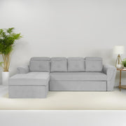 Elvi LHS 6 Seater L Shape Sofa Set for Living Room (Grey Fabric) Premium Fabric Sofa