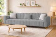 Velour Modern Velvet Sofa, Tufted Design Upholstered 3 Seater Sofa Set for Living Room, (Black Colour) Premium Velvet Fabric Sofa