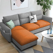 Andon 4 Seater L Shape Sofa Set for Living Room (Orange Grey Fabric) Left Side Sofa