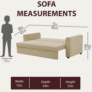 Clifton 3 Seater Sofa Cum Bed for Living Room (Cream Fabric) Premium Fabric Sofa