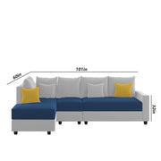 Inclair LHS 6 Seater L Shape Sofa Set for Living Room (Blue Grey Fabric) Premium Fabric Sofa