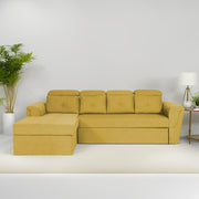 Elvi LHS 6 Seater L Shape Sofa Set for Living Room (Yellow Fabric) Premium Fabric Sofa