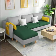 Asser LHS 4 Seater L Shape Sofa Set for Living Room (Green Grey) Premium Fabric Sofa