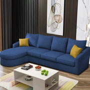 Shrank Round Lounger L Shape 6 Seater Sofa Set for Living Room (Blue) Fabric Sofa | LHS