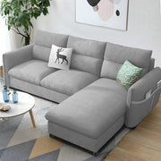 Andon 4 Seater L Shape Sofa Set for Living Room (Grey Fabric) Right Side Sofa