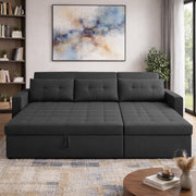Casaliving Treshta 4 Seater LHS L - Shape Pull-Out Sofa Cum Bed with Storage Sofa for Living Room (Brown Fabric Color) Premium Fabric Sofa Set for Living Room Sofa Cum Bed