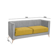 Ember 3 Seater Sofa Set for Living Room (Yellow Grey Colour) Premium Fabric Sofa