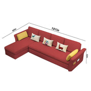 Ventos LHS 6 Seater L Shape Sofa Set for Living Room (Maroon) Premium Velvet Fabric