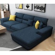 Anver 4 Seater L Shape Sofa Set for Living Room (Blue) Right Side