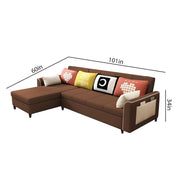 Denis 5 Seater L Shape Sofa Set for Living Room (Brown Fabric) Premium Fabric Sofa