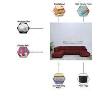 Ragno 8 Seater U Shape Sofa Set for Living Room (Maroon Fabric) Premium Fabric Sofa