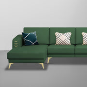 Falco LHS 6 Seater L Shape Sofa Set for Living Room (Green Fabric) Premium Fabric Sofa