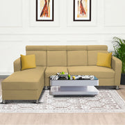 Emma RHS 6 Seater L Shape Sofa Set for Living Room (Cream Fabric)