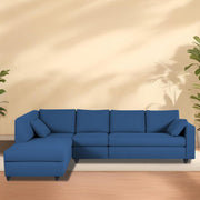 Dorian LHS 6 Seater L Shape Sofa Set for Living Room (Blue Fabric) Premium Fabric Sofa