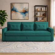 Treshta 3 Seater Pull-Out Premium Fabric Sofa Cum Bed Sofa Set for Living Room (Black Fabric Color) Premium Fabric Sofa Set for Living Room Sofa Cum Bed