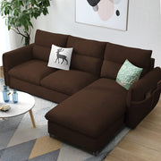 Andon 4 Seater L Shape Sofa Set for Living Room (Brown Fabric) Right Side Sofa