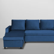 Asper LHS 4 Seater L Shape Sofa Set for Living Room (Blue Fabric) Premium Fabric Sofa