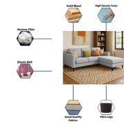 Grayon 3 Seater Convertible Sofa Set for Living Room, 3 Seater & Ottoman Modular Sectional Couch for Small Space (Black Colour) Fabric Sofa Set