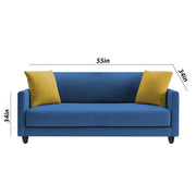 Casaliving Dominic 2 Seater Sofa Set for Living Room (Blue Fabric) Premium Fabric Sofa