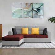 Hazer 4 Seater L Shape Sofa Set for Living Room (Maroon Grey Fabric) Left Side