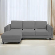 Casaliving Logan RHS 4 Seater L Shape Sofa Set for Living Room (Blue Black Fabric) Premium Fabric Sofa