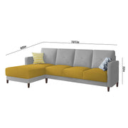 Swaloni LHS 6 Seater L Shape Sofa Set for Living Room (Yellow Grey) Premium Fabric Sofa