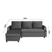 Asper LHS 4 Seater L Shape Sofa Set for Living Room (Black Fabric) Premium Fabric Sofa