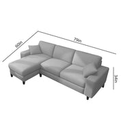 Martin 4 Seater LHS L Shape Sofa Set for Living Room (Grey Colour Fabric)