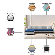 Garcia LHS 6 Seater L Shape Sofa Set for Living Room (Black Grey - Colour) Premium Fabric Sofa Set