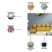 Asper LHS 6 Seater L Shape Sofa Set for Living Room (Yellow Fabric) Premium Fabric Sofa